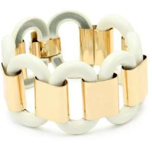 Anne Klein Gold Tone and Ivory Flex with Buckle Accent Stretch 