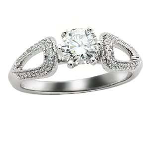 Vintage Style Bead Set Diamonds Engagement Ring With a Round Brilliant 