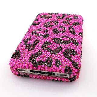 Pink Leopard Bling Hard Case Cover For Apple iPhone 4  