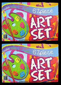 ART SETS 67 Pieces Each Colored Pencils Crayons Water Colors Markers 