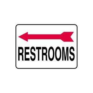  RESTROOMS (ARROW LEFT) Sign   10 x 14 .040 Aluminum 