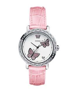 GUESS Watch, Womens Butterfly Dial Leather Strap G75989L   GUESS 