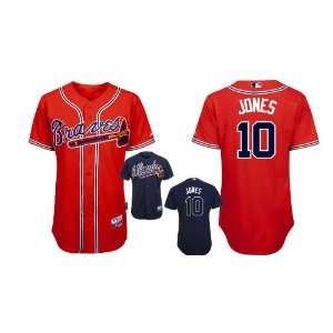 Authentic MLB Jerseys #10 Chipper Jones RED Cool Base BASEBALL Jersey 