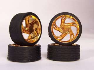 Model Car Rims 1/24 SLIM 20s Wheels Tires GOLD TRITON  