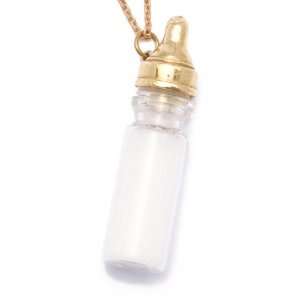 New vintage brass gold baby milk bottle chain pendant necklace by 
