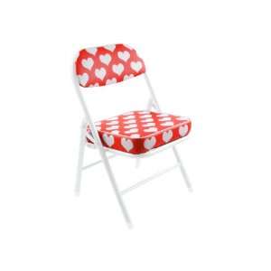    J.I.P Children Retro Folding Chair with White Hearts, Red Baby