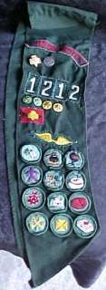 Girl Scouts Sash Freedom Valley 1212 w/Pins & Badges  