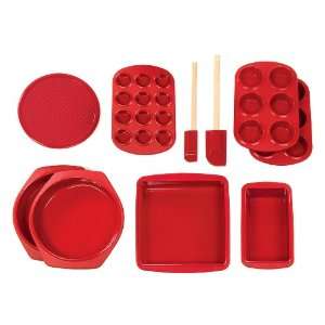  Silicone Solutions 10 Piece Essential Baking Set, Burgundy 