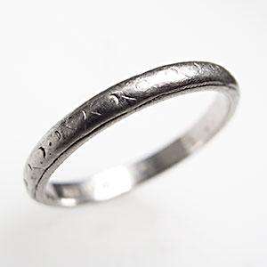   Solid Platinum Ornate Wedding Band Ring Engraved 1945 Estate Jewelry
