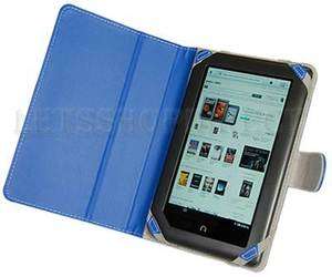 PREMIUM BARNES AND NOBLE NOOK TABLET BLUE 3 VIEW LEATHER STAND FOLIO 