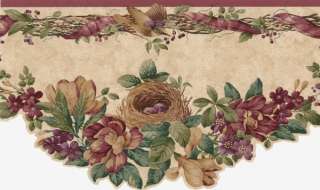 Victorian Floral and Bird Nest Wallpaper Border  