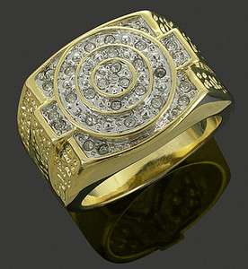   Fake Yellow Gold Plated Brass Iced Out CZ Hip Hop Bling Jewelry  