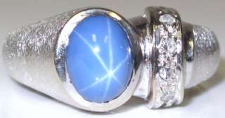 Mens 1.91ct Blue Star Sapphire & H VS1 Diamond Ring 14K  