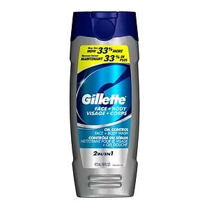 Gillette Face + Body Wash, Oil Control 16 oz (473 ml)  