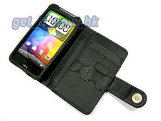 Book Type Flip Cover Genuine Leather Case For HTC Desire HD DHD  