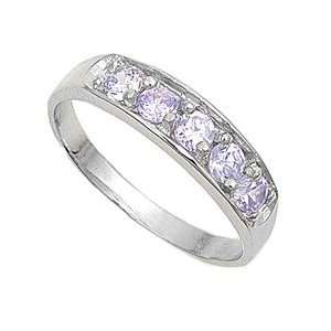 Sterling Silver Baby Ring with Lavender CZ   4mm Band Width   4mm Face 