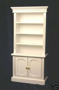 Miniature White Bookshelves with Crown Molding Dollhouse Miniature