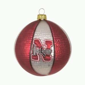   Cornhuskers Glass Basketball Christmas Ornaments 3.5