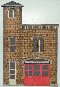 GC Laser Backdrop Building Kit HO Scale Firehouse #3 Very Nice #19024 