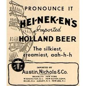  1936 Ad Heinekens Holland Beer Austin Nichols Alcohol 