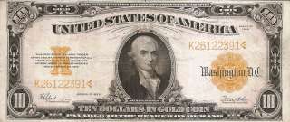   NOTE CHOICE 1922 TEN DOLLAR GOLD CERTIFICATE CURRENCY BILL $ 10  