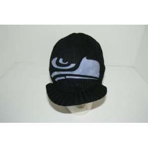  NFL Seattle Seahawks Black Billed Logo Beanie Hat Cap 