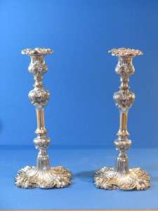 GOOD PAIR OF VINTAGE ROCOCO STYLE SILVER PLATED CANDLESTICKS  