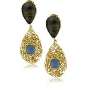   Blue Lagoon Labradorite and Blue Chalcedony Dangle Earrings Jewelry