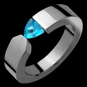   00 Titanium Ring with Tension Set Blue Topaz Alain Raphael Jewelry