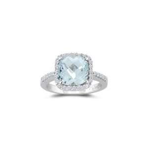   29 Cts Diamond & 2.93 Cts Sky Blue Topaz Ring in Platinum 7.0 Jewelry