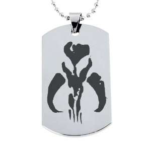  Boba Fett Skull Dogtag Necklace w/Chain and Giftbox 