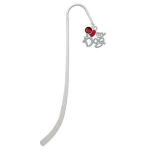  I Heart My Dog Silver Plated Charm Bookmark with Siam 