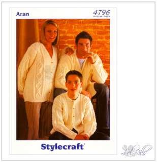 STYLECRAFT 4796   Ladys/Mans Aran Cardigans Knitting Pattern  