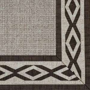   Bordered with Woven Tapestry Labyrinth Toasted Pecan Contemporary Rug