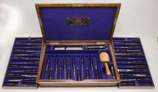 Presentation Boxed Set of 36 Rosewood Handled Addis Carving Tools