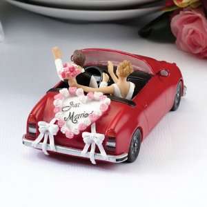  Bride & Groom In Car Cake Topper