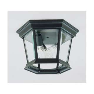 NEW 3 Light Outdoor Flush Mount Ceiling Lighting Fixture, Black, Clear 