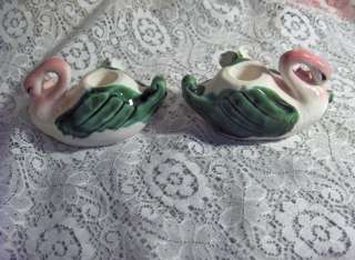 royal sealy china porcelain 3 pc swan planter candle holders