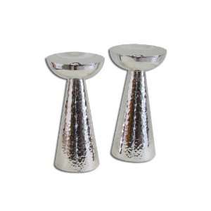  Sterling Silver Shabbat Candlesticks in Hammered Technique 
