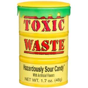 TOXIC WASTE Hazardously Sour Candy, 1.7 Ounce Plastic Drums (Pack of 