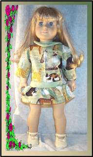 Doll Clothes fit 18 inch American Girl Molly School Cats Green Dress 