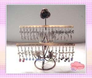Rose 2 Tier Copper Metal Earring Holder~Stand~Organizer~Jewelry Tree 
