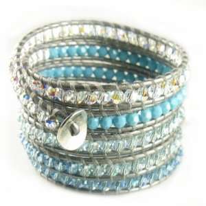  Chan Luu Light Blue Swarovski Crystal Mix Wrap Bracelet on 