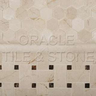 Crema Marfil Marble Polished 1” Hexagon Mosaic Tile  