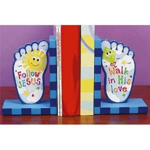   Jesus Walk In His Love Childrens Set Of Feet Bookends