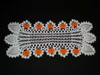 New Hand Crochet Doily Halloween Pumpkin & Pineapple  