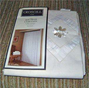 Croscill Shower Curtain FLOWER PATCH Off White NEW  
