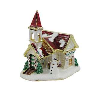   Covered Schoolhouse Trinket Box Christmas Collectible