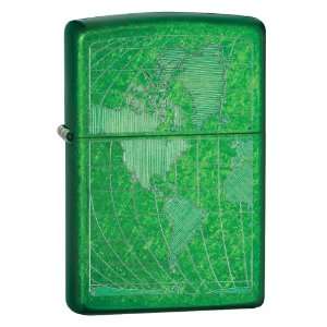  Zippo 28340 Iced World Classic Lighter Meadow Green Made 