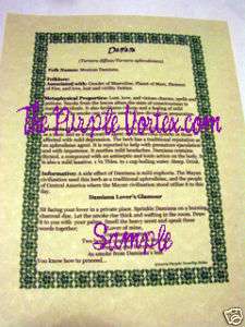 DAMIANA Grimoire Page Book Of Shadows Herb Wicca Pagan  